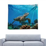 Sea Turtle Underwater Print Tapestry