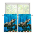 Sea Turtle Underwater Print Tier Curtains
