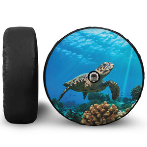 Sea Turtle Underwater Print Tire Cover With Camera Hole