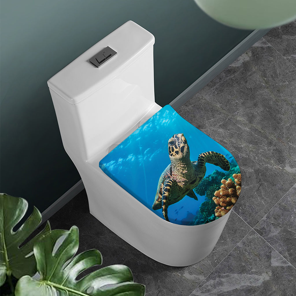 Sea Turtle Underwater Print Toilet Lid Cover