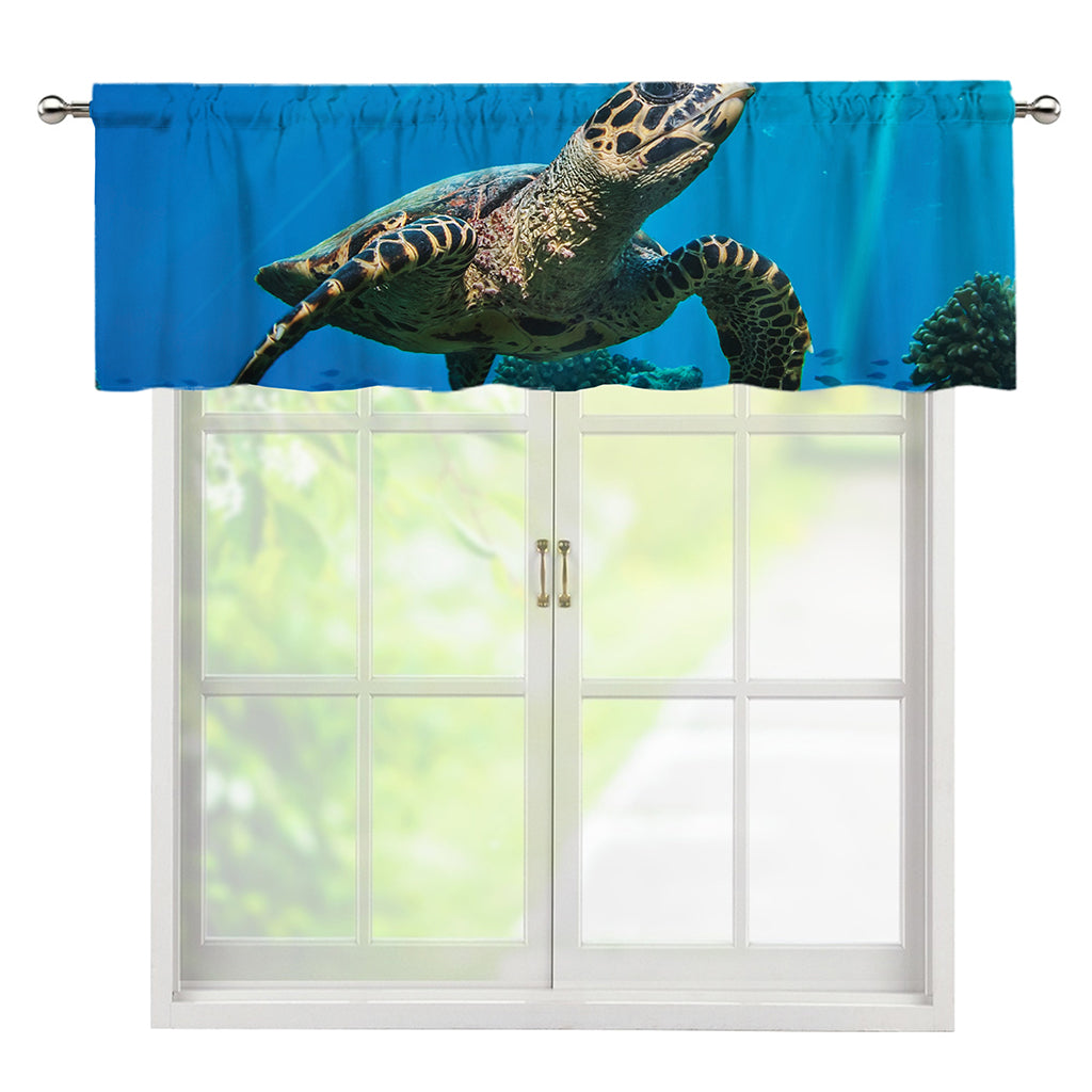 Sea Turtle Underwater Print Window Valance