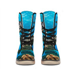 Sea Turtle Underwater Print Winter Boots