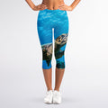 Sea Turtle Underwater Print Women's Capri Leggings
