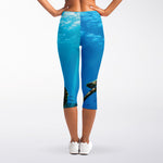 Sea Turtle Underwater Print Women's Capri Leggings