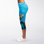 Sea Turtle Underwater Print Women's Capri Leggings