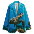 Sea Turtle Underwater Print Women's Cotton Blazer