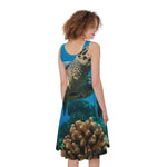 Sea Turtle Underwater Print Women's Sleeveless Dress