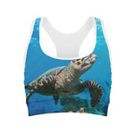 Sea Turtle Underwater Print Women's Sports Bra