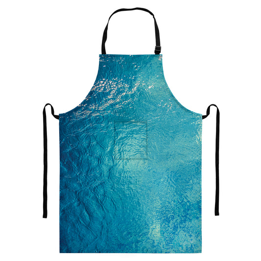 Sea Water Surface Print Bib Apron With Pocket