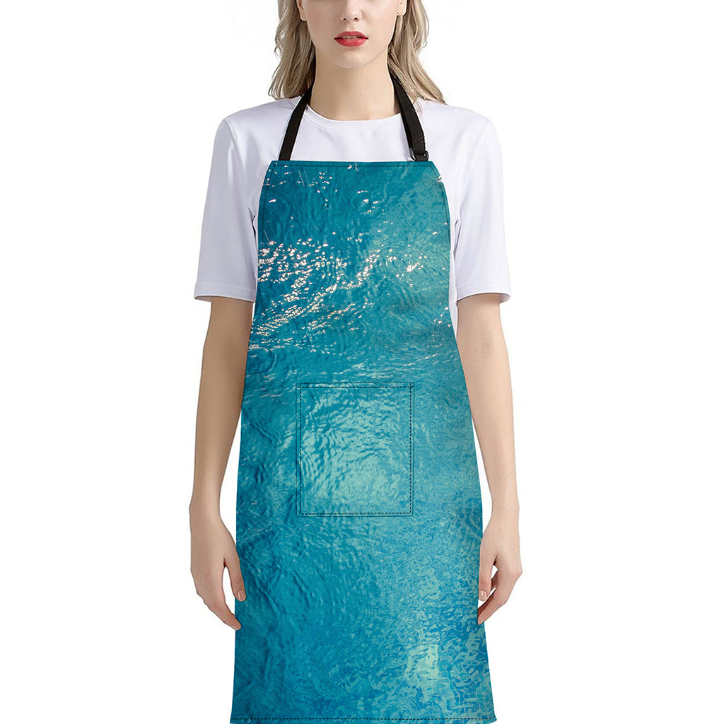 Sea Water Surface Print Bib Apron With Pocket