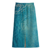 Sea Water Surface Print Cotton Front Slit Maxi Skirt