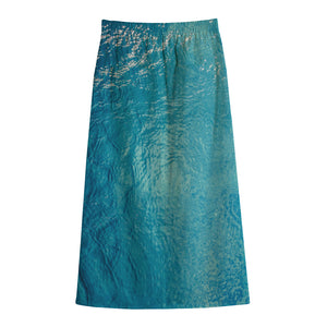 Sea Water Surface Print Cotton Front Slit Maxi Skirt