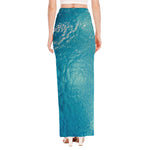 Sea Water Surface Print High Slit Maxi Skirt