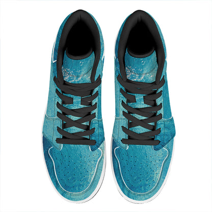 Sea Water Surface Print High Top Leather Sneakers