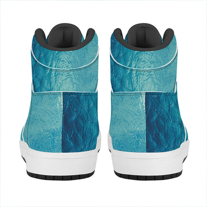 Sea Water Surface Print High Top Leather Sneakers