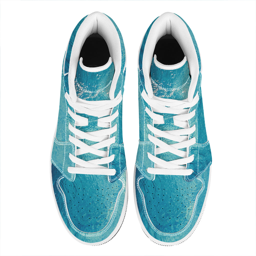 Sea Water Surface Print High Top Leather Sneakers