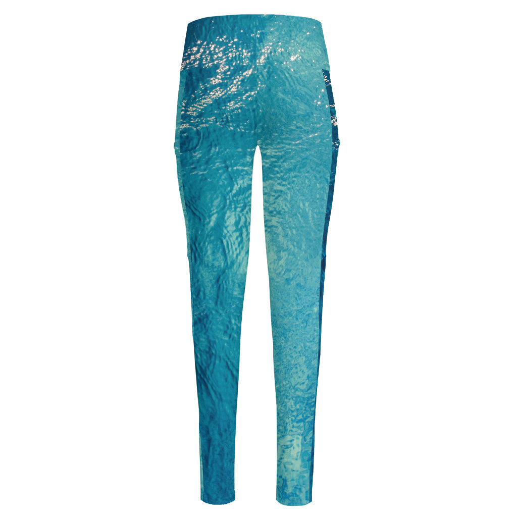 Sea Water Surface Print High-Waisted Pocket Leggings