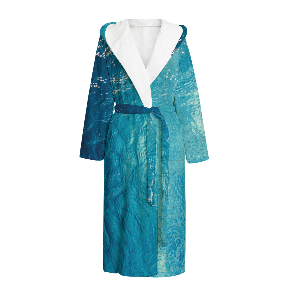 Sea Water Surface Print Hooded Bathrobe