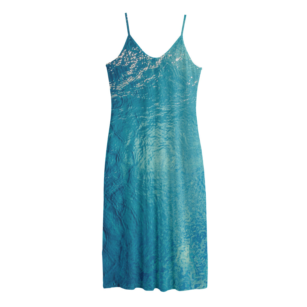 Sea Water Surface Print Jersey Midi Cami Dress