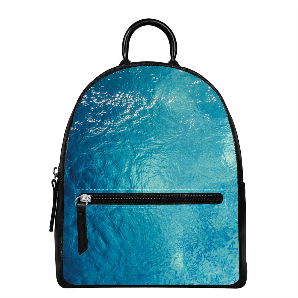 Sea Water Surface Print Leather Backpack