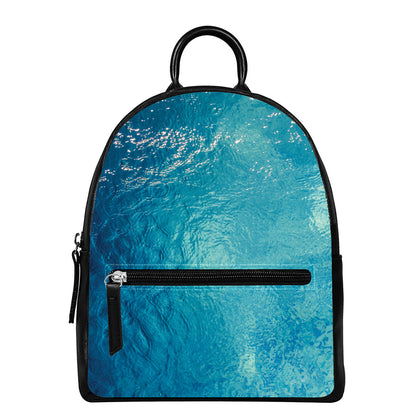 Sea Water Surface Print Leather Backpack