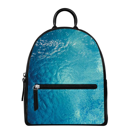 Sea Water Surface Print Leather Backpack