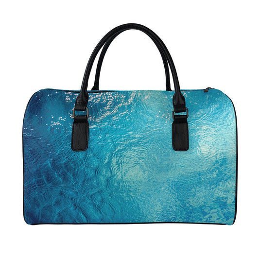 Sea Water Surface Print Leather Duffle Bag