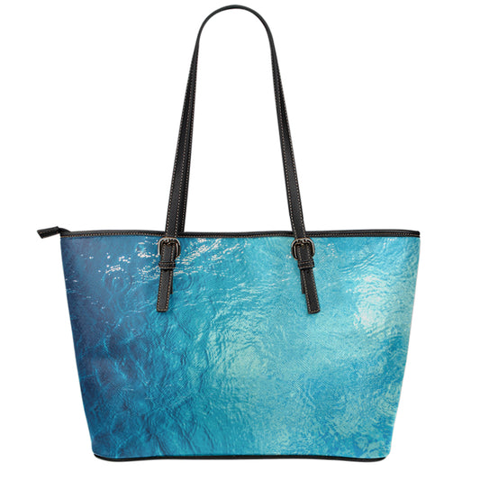 Sea Water Surface Print Leather Tote Bag