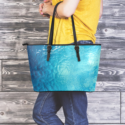 Sea Water Surface Print Leather Tote Bag
