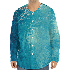 Sea Water Surface Print Long Sleeve Baseball Jersey