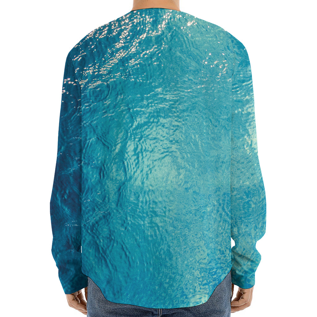 Sea Water Surface Print Long Sleeve Baseball Jersey