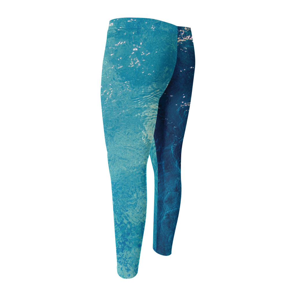 Sea Water Surface Print Men's Compression Pants