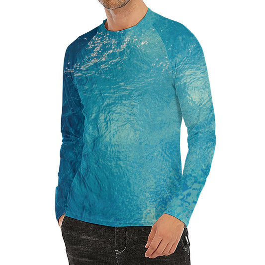 Sea Water Surface Print Men's Long Sleeve Rash Guard