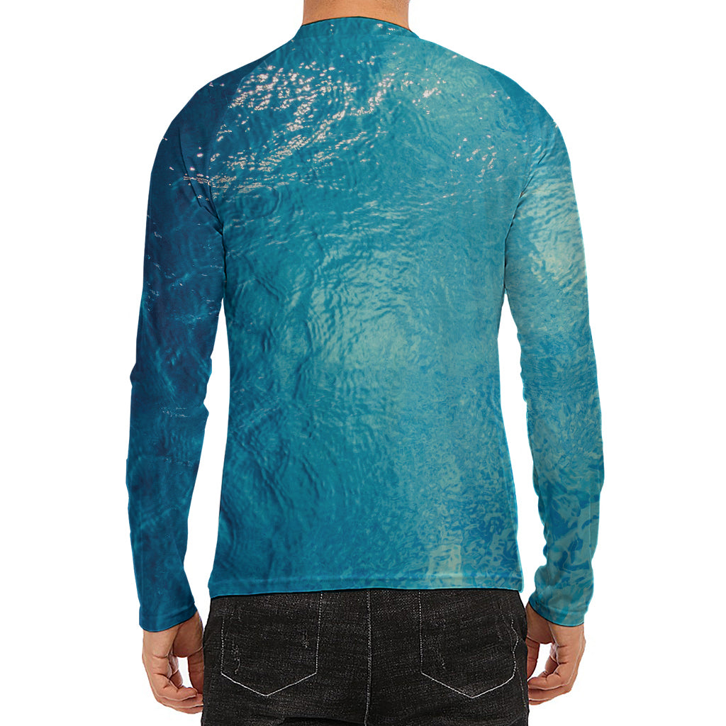Sea Water Surface Print Men's Long Sleeve Rash Guard