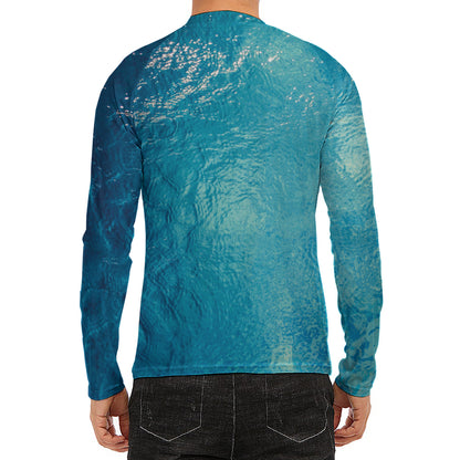 Sea Water Surface Print Men's Long Sleeve Rash Guard