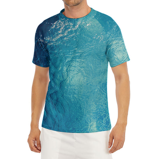 Sea Water Surface Print Men's Short Sleeve Rash Guard