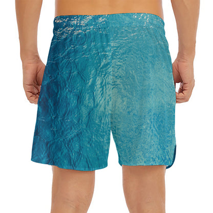 Sea Water Surface Print Men's Split Running Shorts