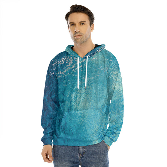 Sea Water Surface Print Men's Velvet Pullover Hoodie