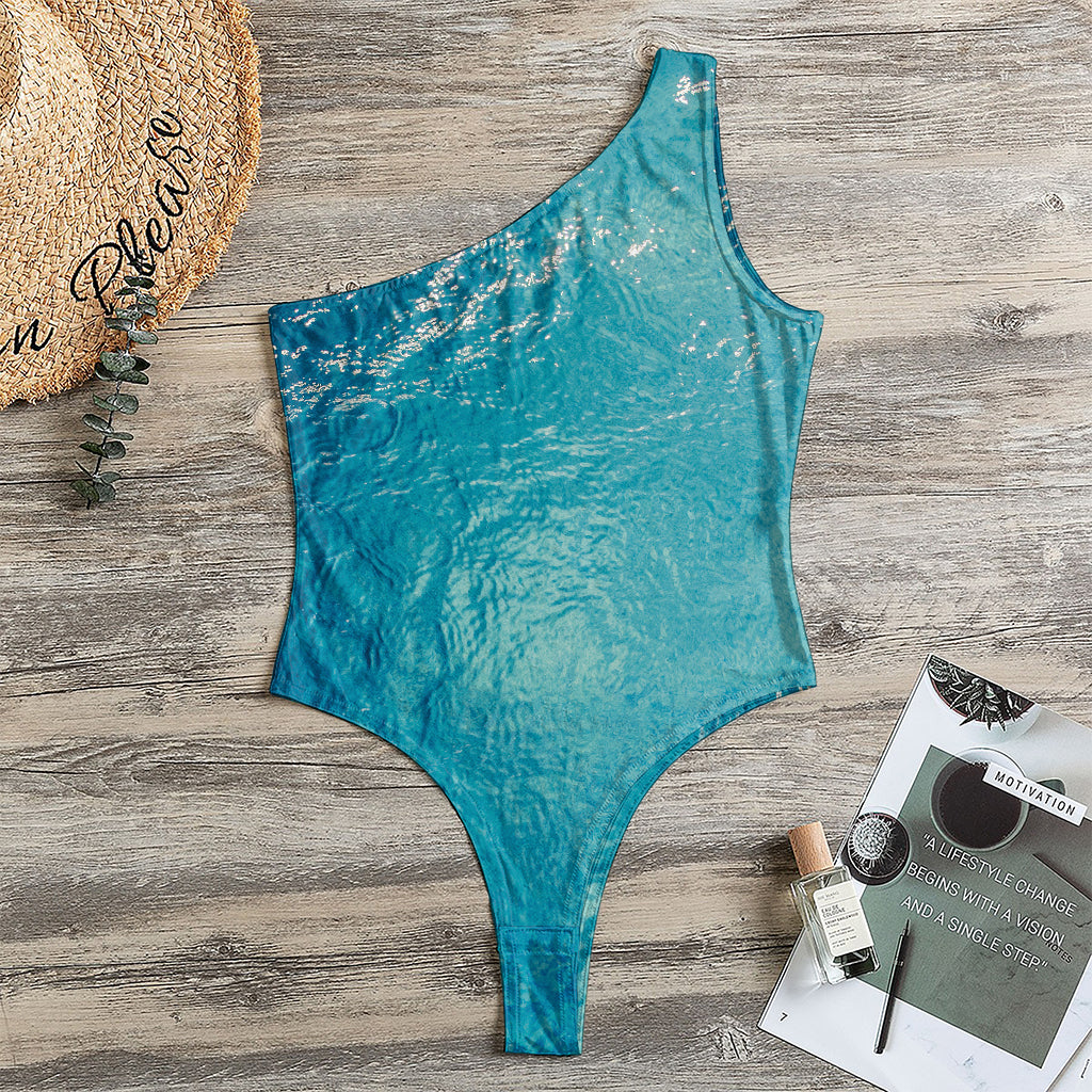 Sea Water Surface Print One Shoulder Bodysuit