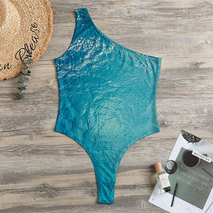 Sea Water Surface Print One Shoulder Bodysuit