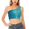 Sea Water Surface Print One Shoulder Crop Top