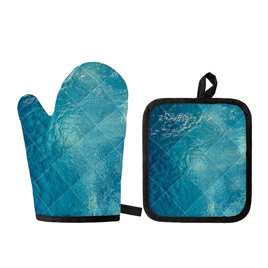 Sea Water Surface Print Oven Mitt And Pot Holder Set