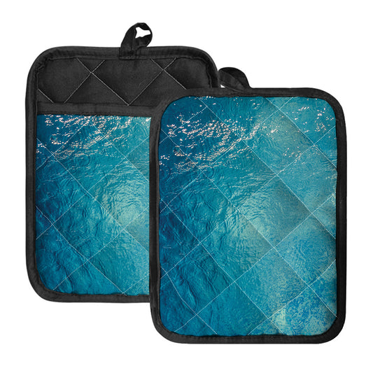 Sea Water Surface Print Pot Holders With Pocket