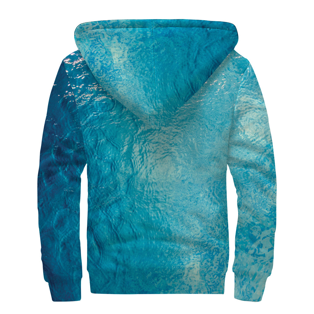 Sea Water Surface Print Sherpa Lined Zip Up Hoodie