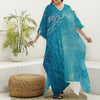 Sea Water Surface Print Silk V-Neck Kaftan Dress