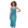 Sea Water Surface Print Slim Fit Midi Cami Dress