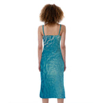 Sea Water Surface Print Slim Fit Midi Cami Dress