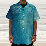 Sea Water Surface Print Textured Short Sleeve Shirt