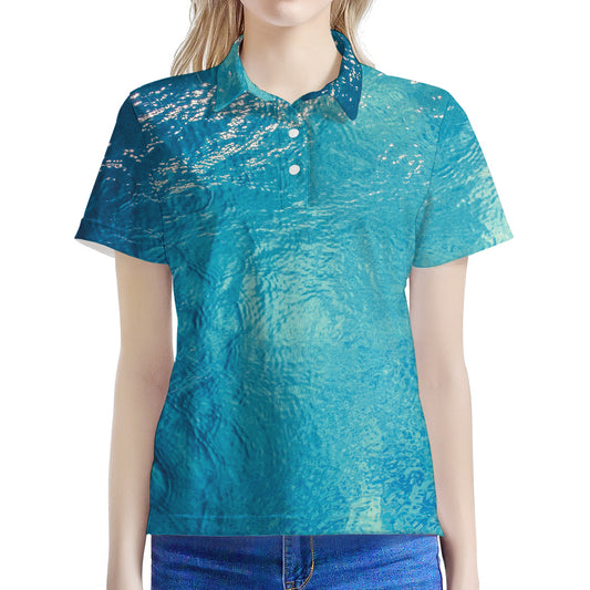 Sea Water Surface Print Women's Polo Shirt