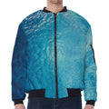 Sea Water Surface Print Zip Sleeve Bomber Jacket
